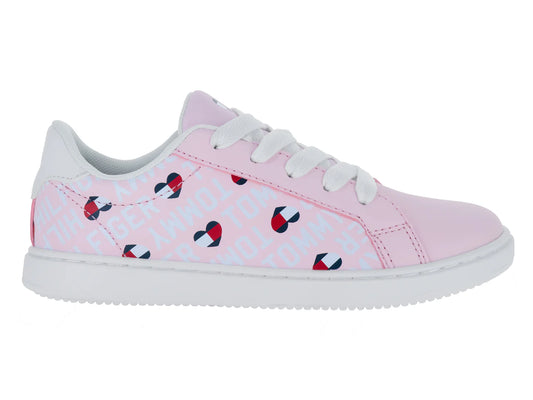 Tenis Tommy Hilfiger Iconic Court Rosa y Blanco para Niña