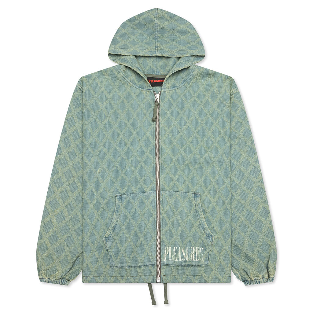 Diamond Jacquard Zip Hoodie Light Indigo