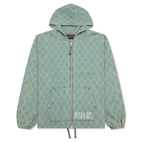 Diamond Jacquard Zip Hoodie Light Indigo