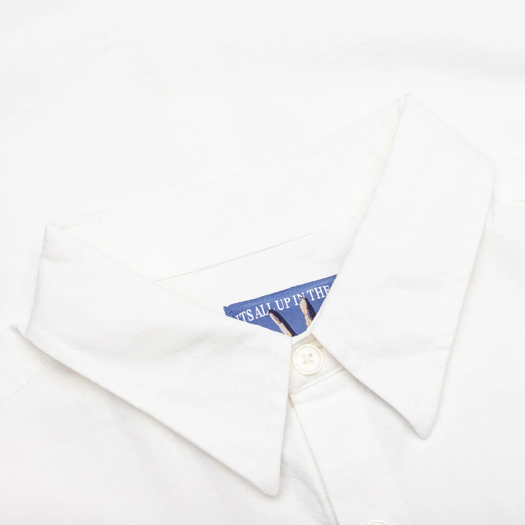Embroidered Figures Button Up White