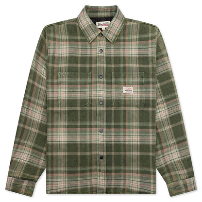 Heavy Washed Plaid Shirt Green