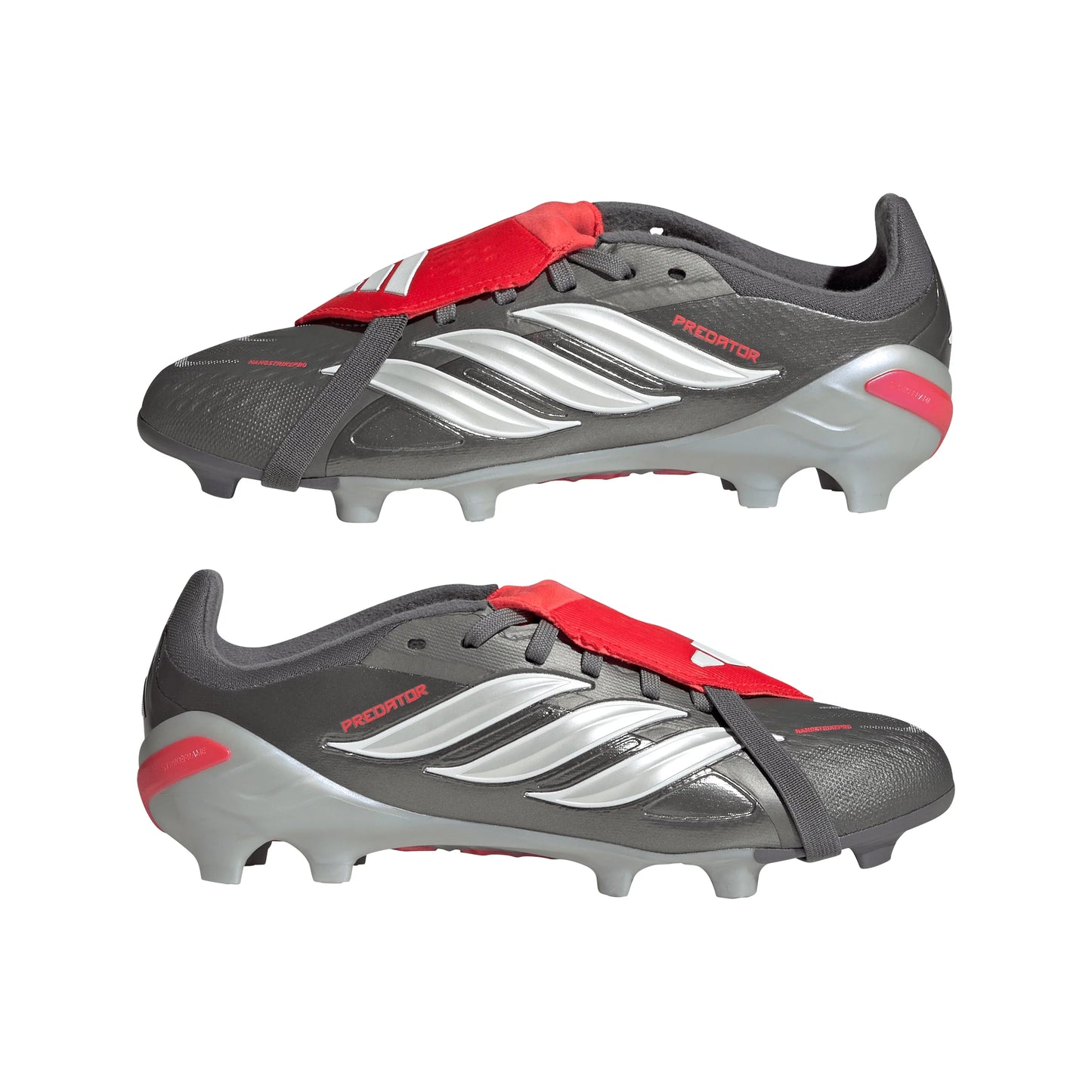 adidas Predator Elite Fold Over Tongue FG Youth Soccer Cleats Grey Red