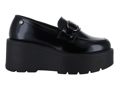 Mocasines Solie Negro Alto Brillo para Mujer