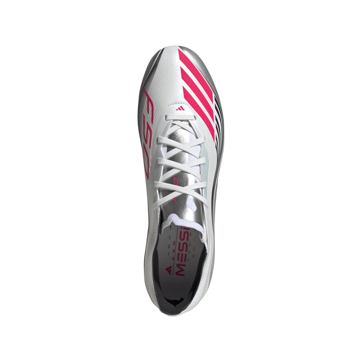 adidas F50 Messi Pro Firm Ground Soccer Cleats White Red Silver