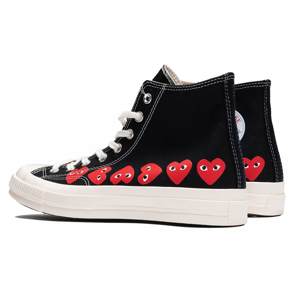Converse x Comme Des Garcons PLAY All Star Chuck 70 Hi Multi Heart Black Red