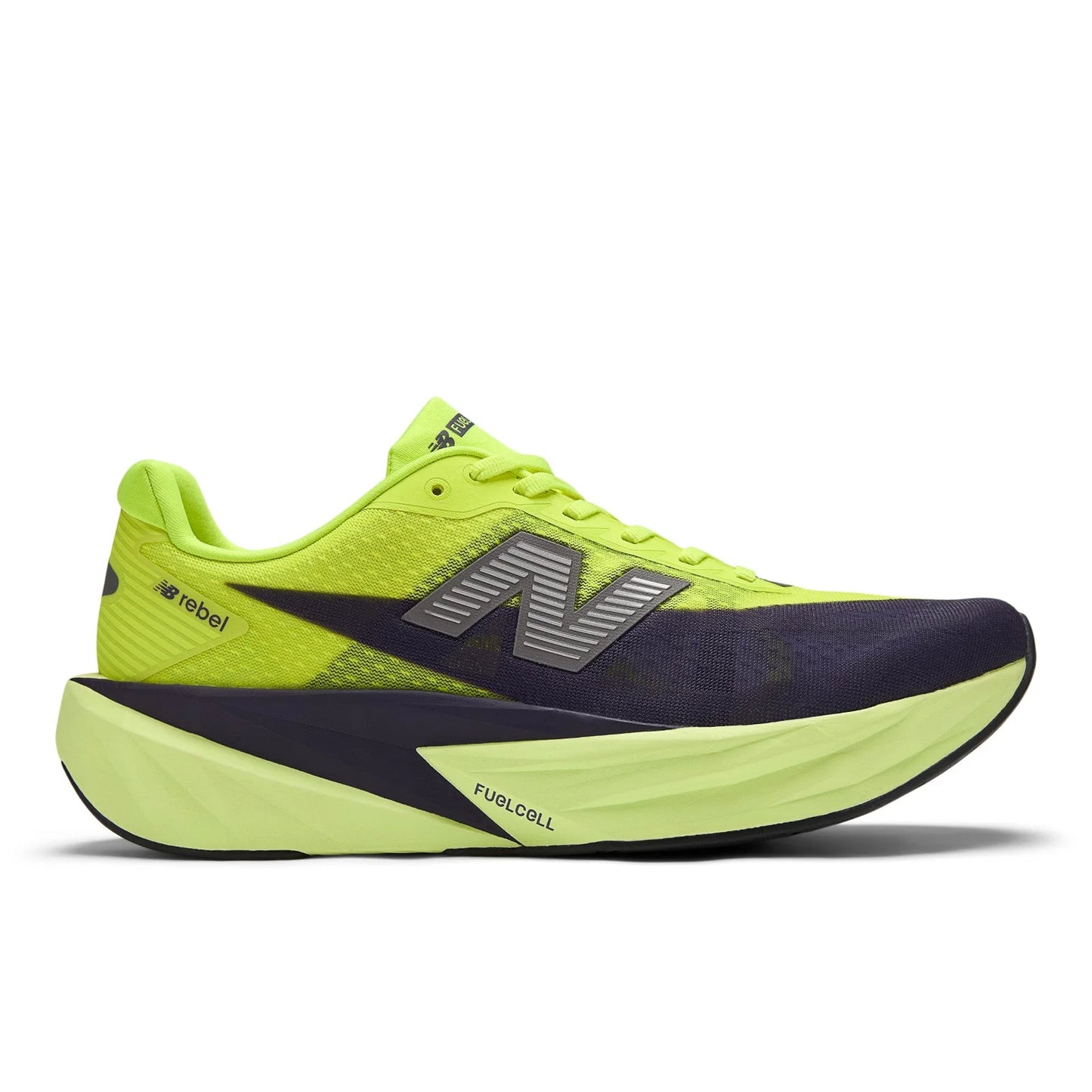 Men's FuelCell Rebel v5 in Alkaline Green with Boysenberry and Dark Silver Metallic