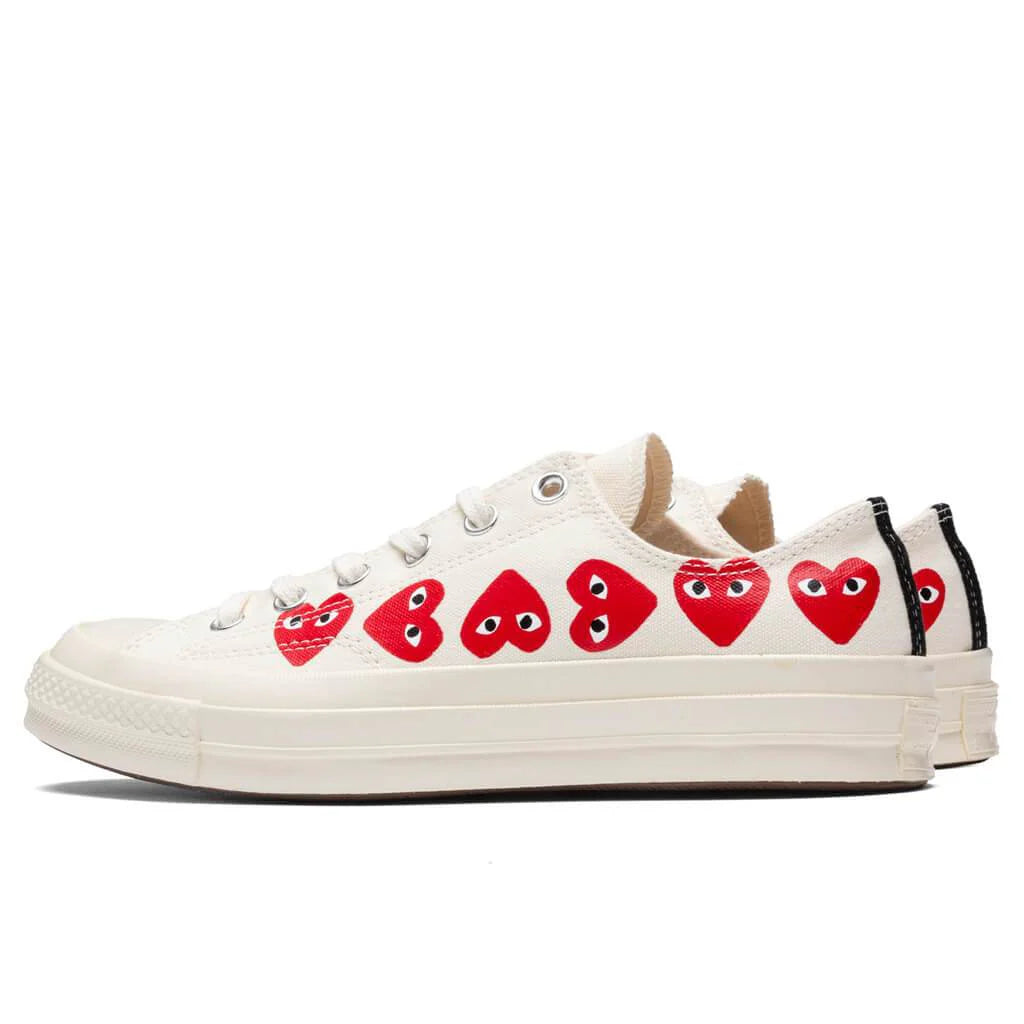 Converse x Comme Des Garcons PLAY All Star Chuck 70 Ox Multi Heart Off White