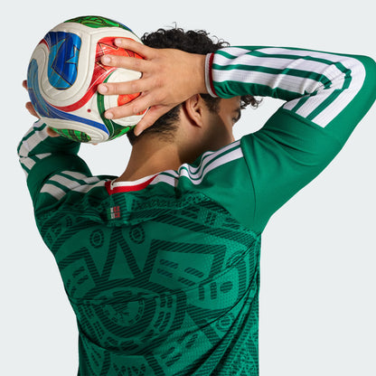 adidas Mexico Home Authentic Long Sleeve Soccer Mens Jersey 26 Green