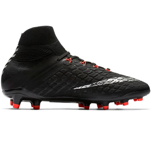 Nike Kids Jr Hypervenom Phantom III Dynamic Fit FG Firm Ground Soccer Cleats Black Red Silver