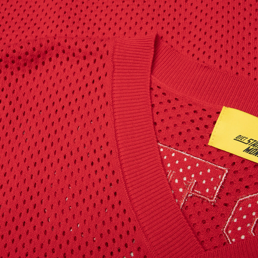 Knit Mesh Jersey Red