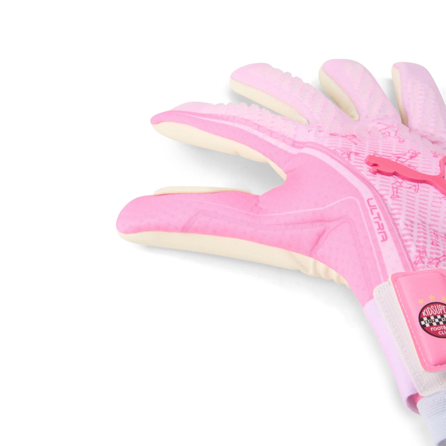 PUMA Ultra Ultimate X Kidsuper Hybrid Goalkeeper Gloves Pink White