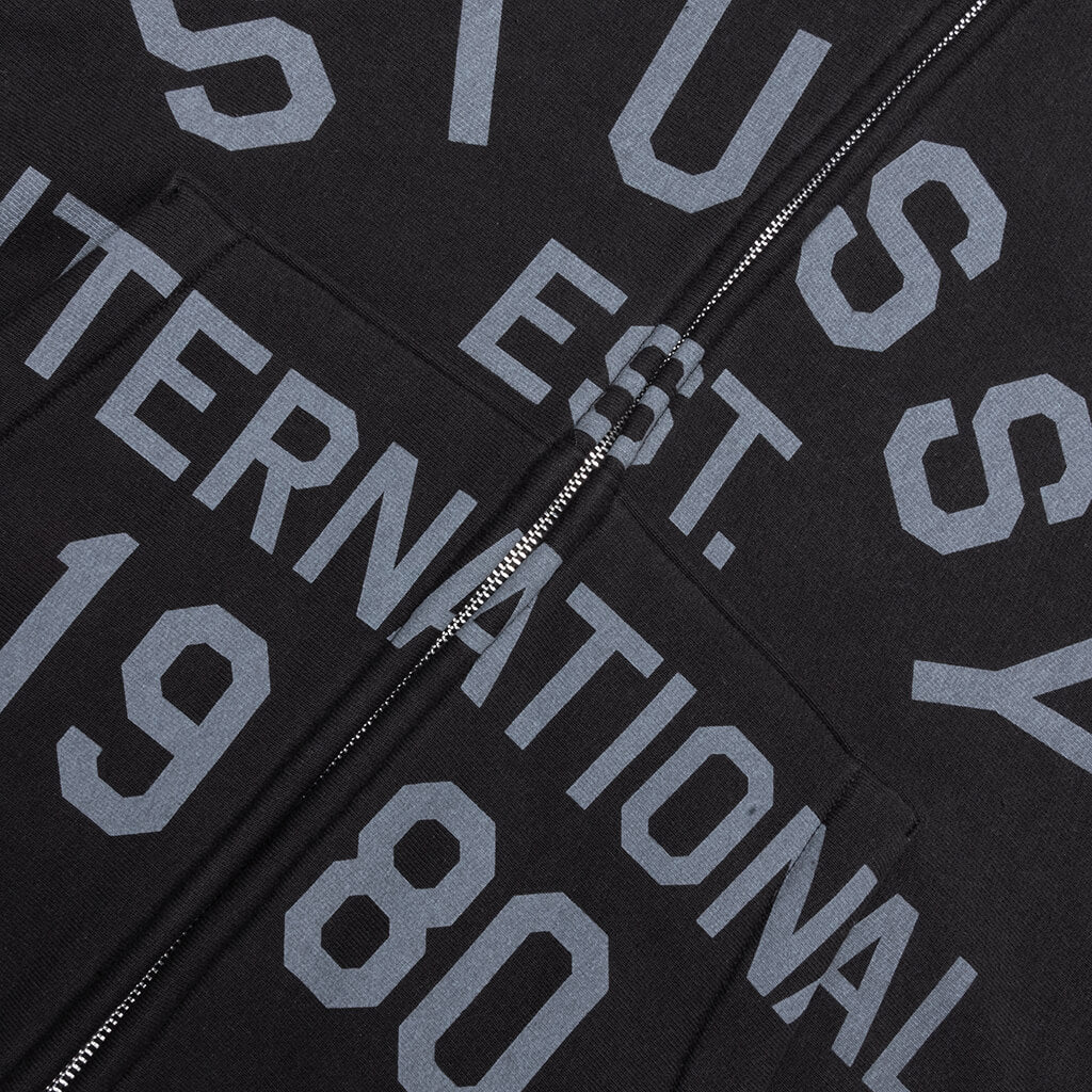 Established Printed Zip Hoodie Black