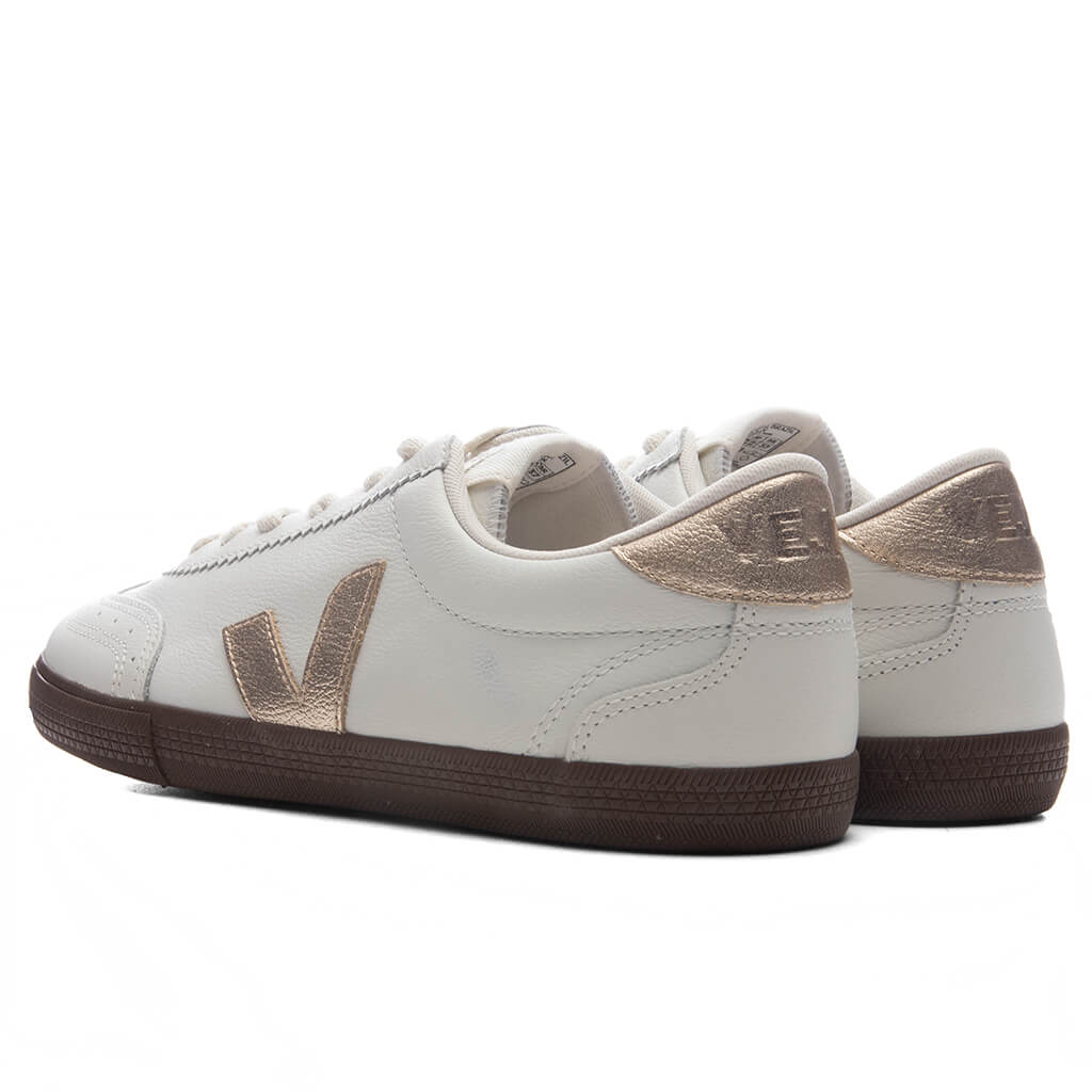 Womens Volley Leather White Platine Bark