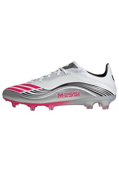 adidas F50 Messi Pro Firm Ground Soccer Cleats White Red Silver