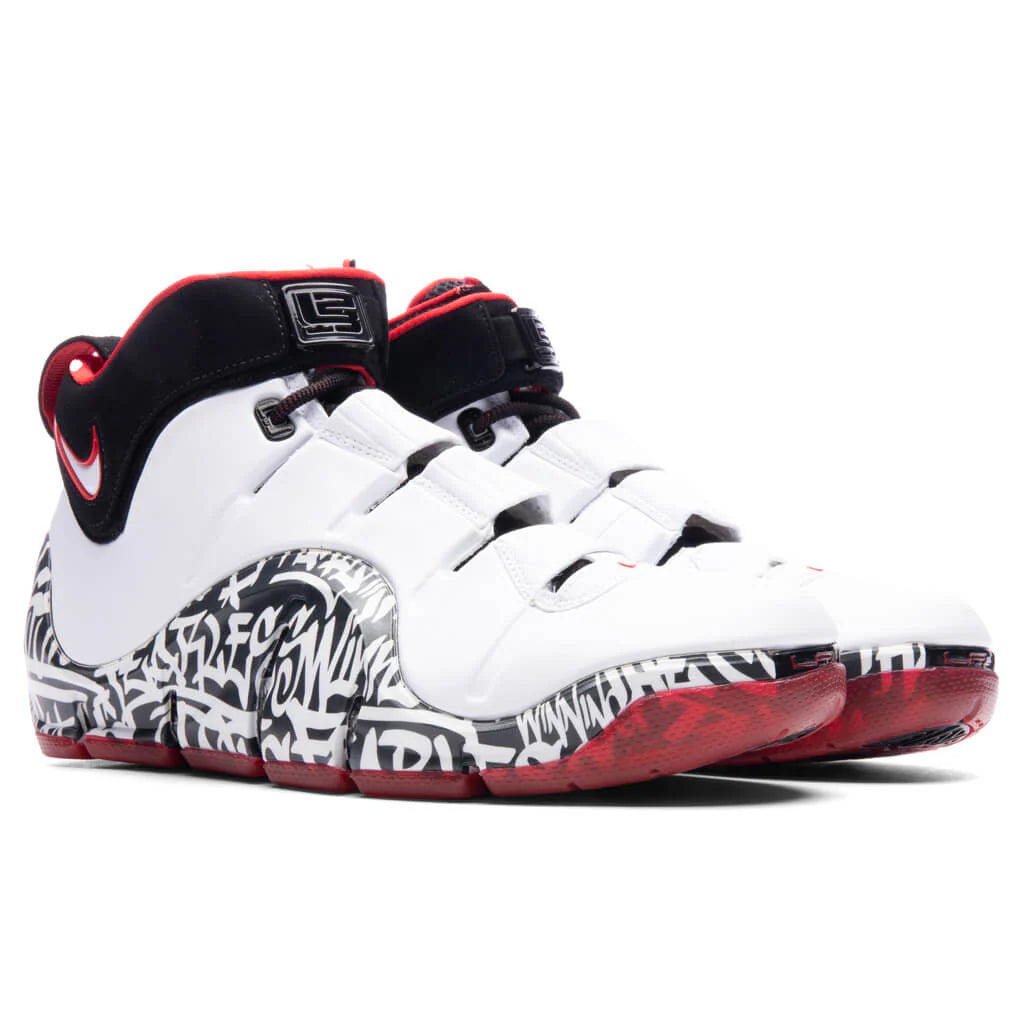 Zoom Lebron IV White Black University Red