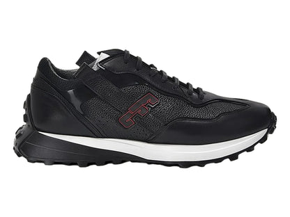 Tenis Cuadra de Piel Ternera Negro para Hombre